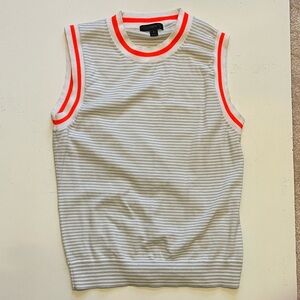 J. Crew Gray Striped Sleeveless Sweater with Red Trim